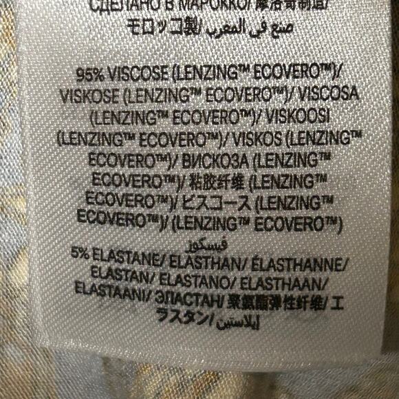 Boden Dress Size 10 Jersey Paisley Blue‎ Gold Waist Tie Preppy Minimalist - Picture 6 of 8